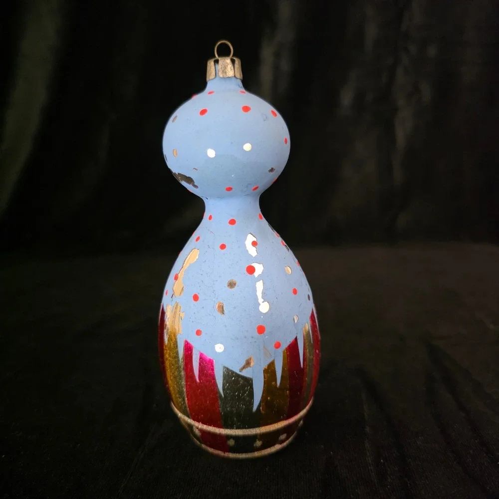 VTG De Carlini ?? Polish ?? Matryoshka Doll Hand Blown Glass Christmas Ornament